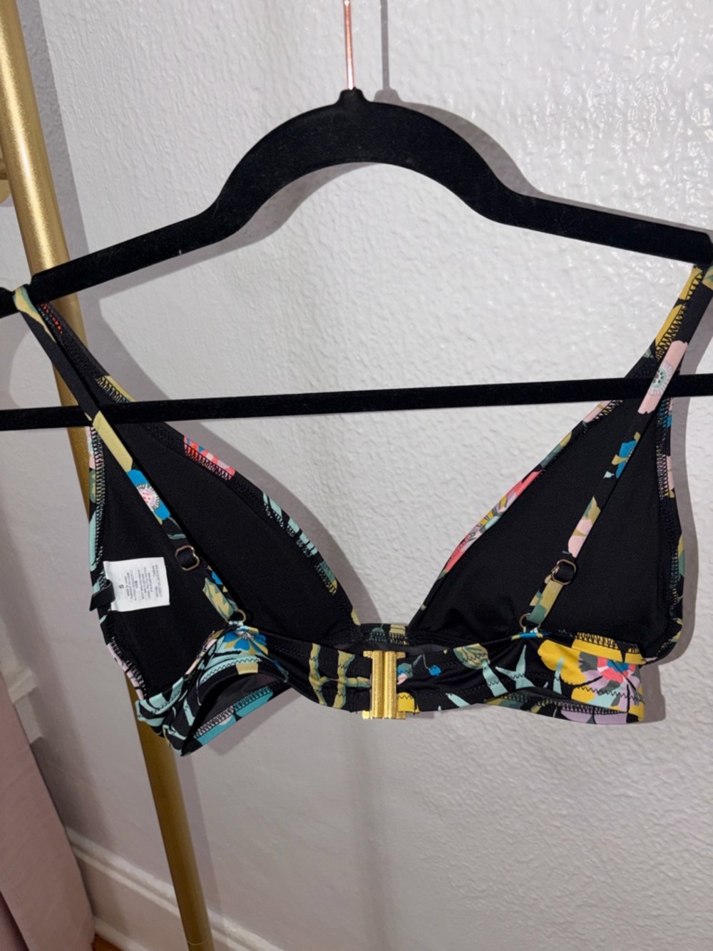 J. Crew Black Liberty Floral Deep V-Neck Bikini Top - Picture 4 of 5